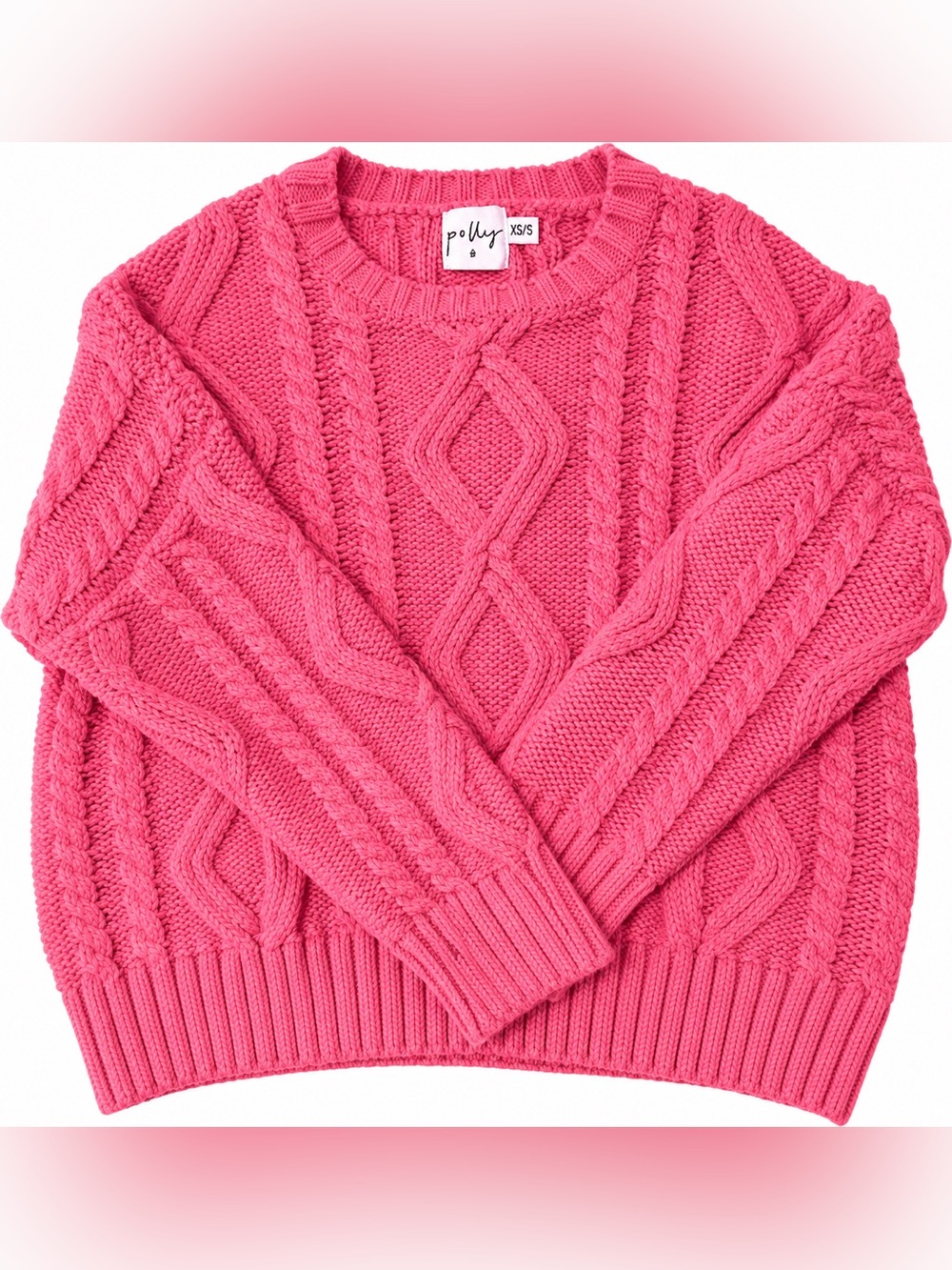 Princess Polly Anaya Oversized Pink Cable Knit Sweater XS/S